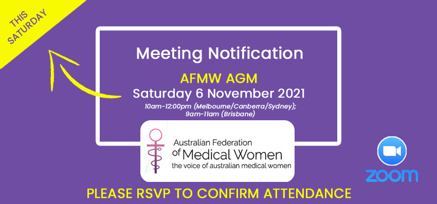 RSVP to AFMW AGM - Saturday November 6th, 10am Melb/Syd time